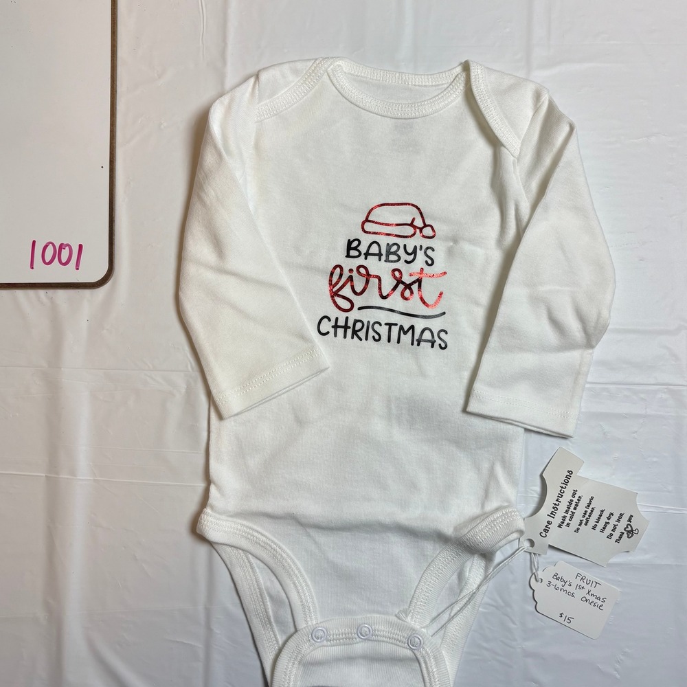 Carters Baby First Christmas Bodysuit White Red 3-6 Months‎ Long Sleeve